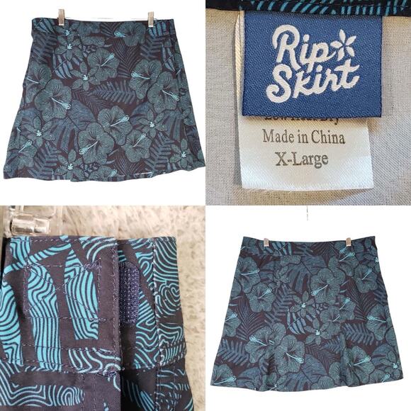 Rip Skirt Dresses & Skirts - RipSkirt Hawaii Women’s Size XL Maui Moonlight Navy Blue Floral Wrap Skirt
